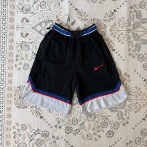 Nike Black Athletic Shorts with Red and Blue Accents Men’s Medium